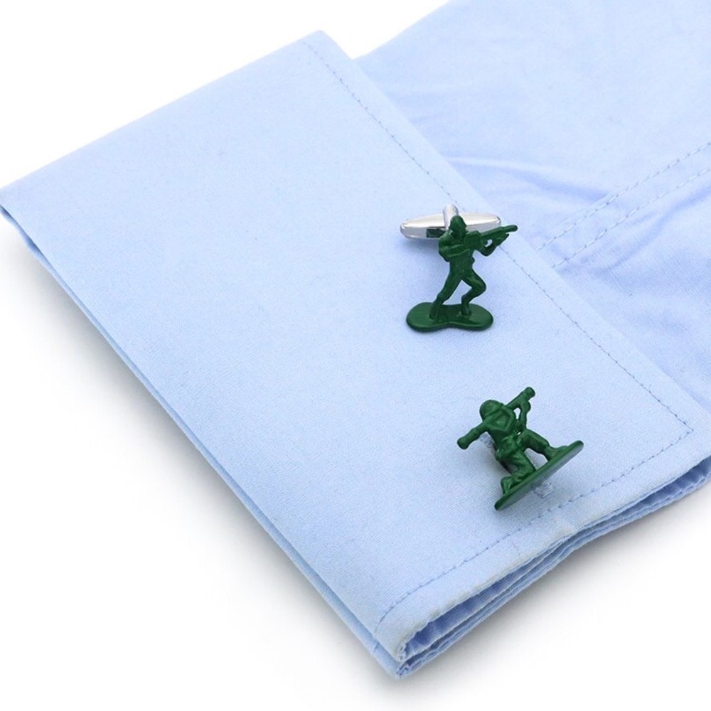 Green Army Men Military Soldier Cufflinks - Picture 4 of 15